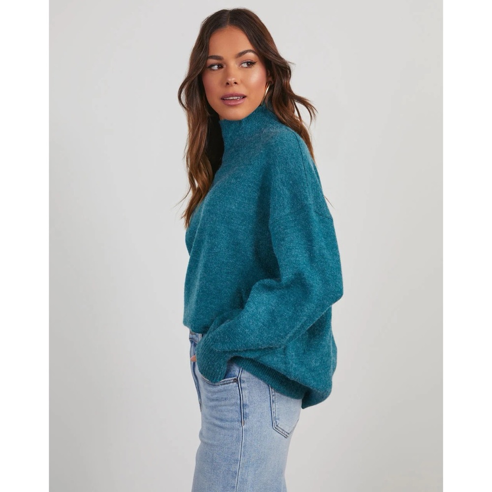 VICI - Wiley Relaxed Turtleneck Sweater - Teal - Size Large